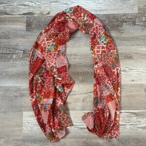 Vintage Colores de Otoño Silk Patchwork Scarf Floral Paisley Red Boho 40x70